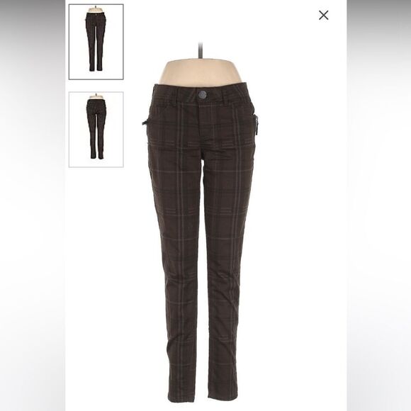 EXCELLENT CONDITION WOMEN’S DEMOCRACY “AB”SOLUTION BROWN PLAID SLIMMING PANTS - Picture 1 of 9